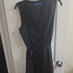 Apt. 9 Black Sleeveless Shirt Dress with Tie Waist Size M